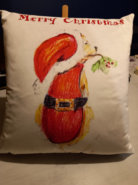 Dog with Holly- Cushions