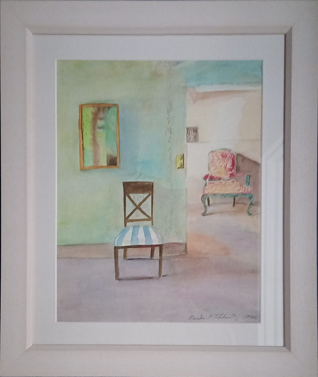 Chairs - Framed, watercolour on paper