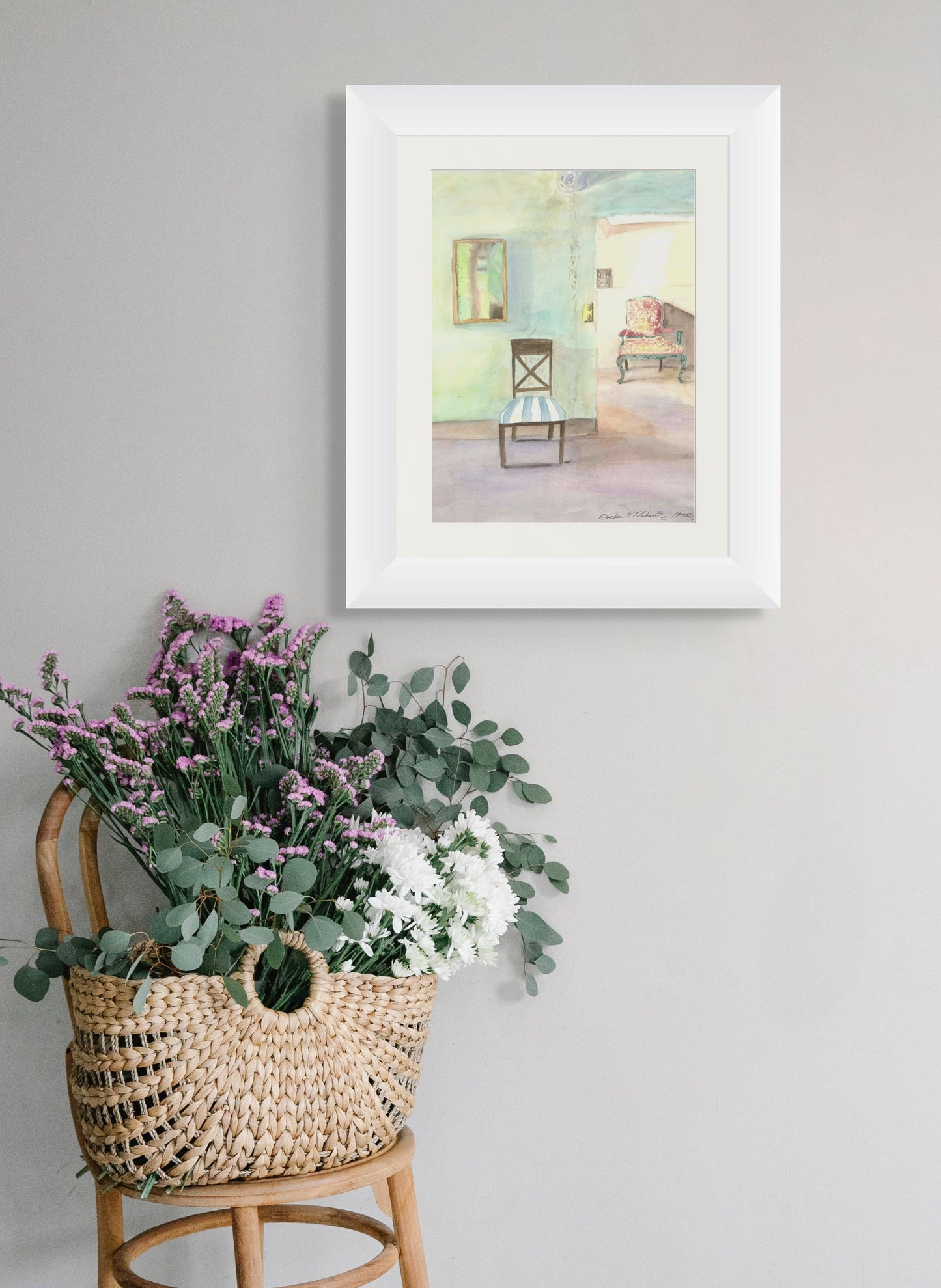 Chairs - Framed, watercolour on paper