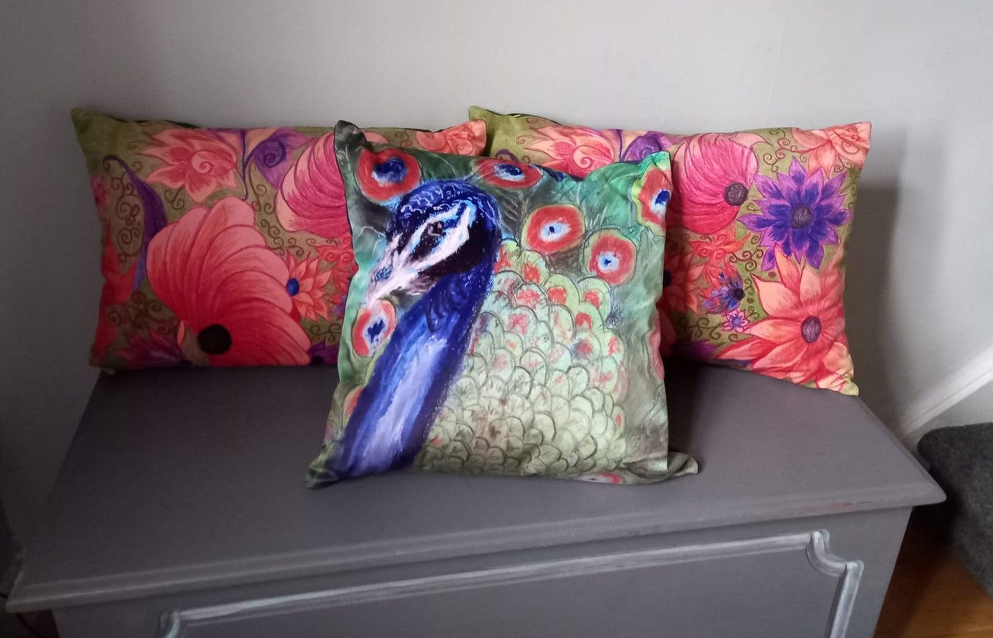 Peacock cushion