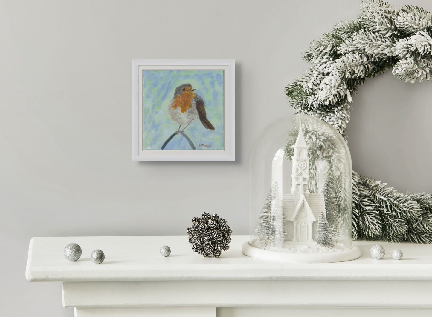 Wildlife art  WInter Robin